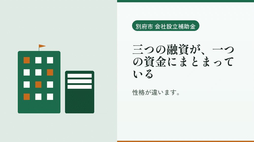 三つの融資が、一つの資金にまとまっている｜会社設立の補助金と支援