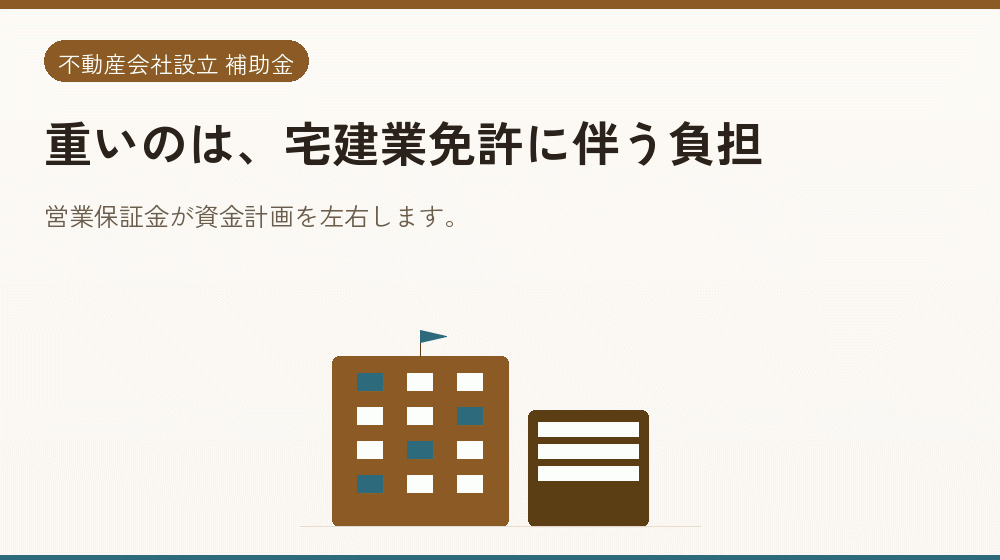 重いのは、宅建業免許に伴う負担｜会社設立の補助金と支援