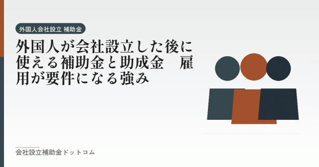 外国人が会社設立した後に使える補助金と助成金|雇用が要件になる強み|会社設立の補助金と支援の解説