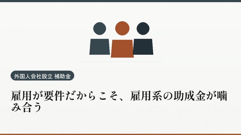雇用が要件だからこそ、雇用系の助成金が噛み合う|会社設立の補助金と支援