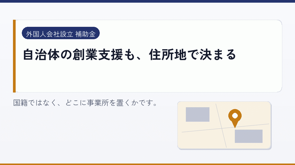 自治体の創業支援も、住所地で決まる｜会社設立の補助金と支援