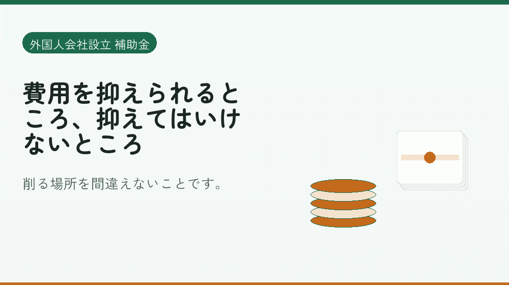 費用を抑えられるところ、抑えてはいけないところ|会社設立の補助金と支援