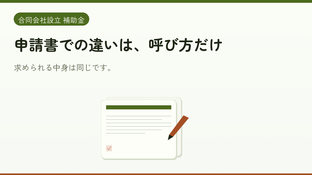 申請書での違いは、呼び方だけ｜会社設立の補助金と支援