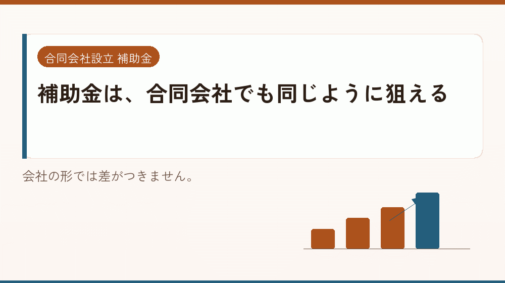 補助金は、合同会社でも同じように狙える｜会社設立の補助金と支援