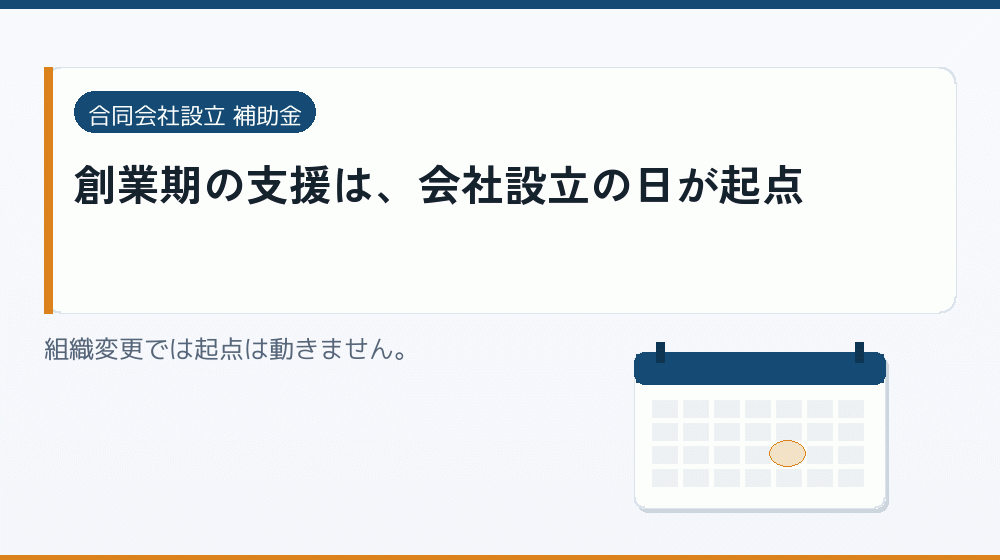 創業期の支援は、会社設立の日が起点｜会社設立の補助金と支援
