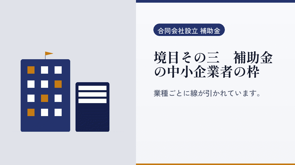 境目その三｜補助金の中小企業者の枠｜会社設立の補助金と支援