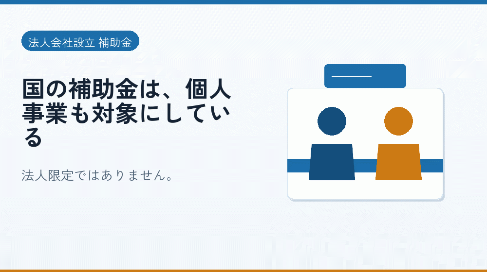 国の補助金は、個人事業も対象にしている|会社設立の補助金と支援