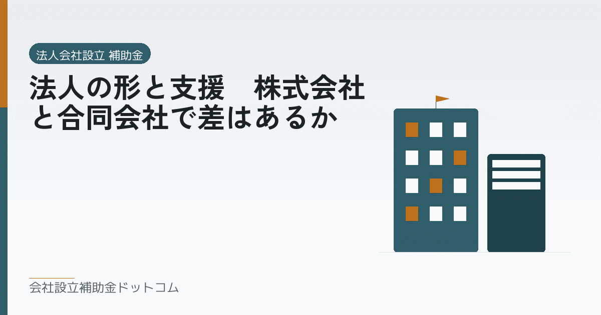 法人の形と支援｜株式会社と合同会社で差はあるか｜会社設立の補助金と支援の解説