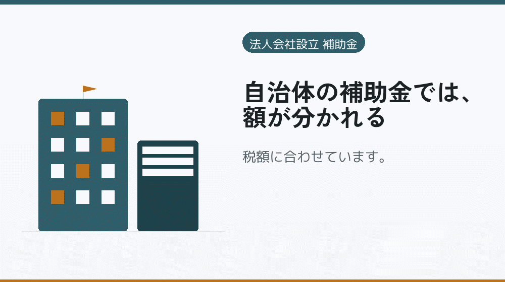 自治体の補助金では、額が分かれる|会社設立の補助金と支援
