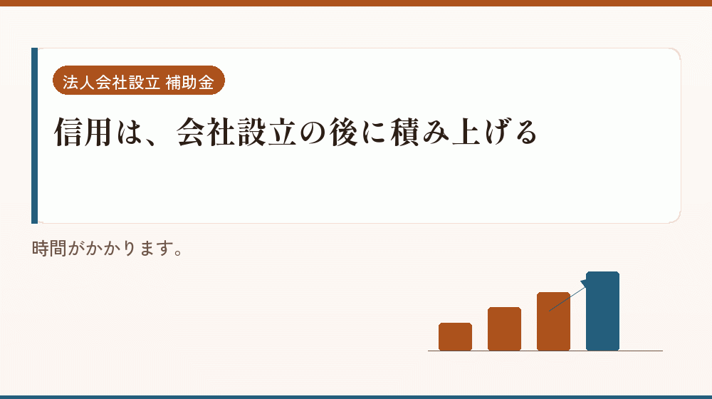 信用は、会社設立の後に積み上げる｜会社設立の補助金と支援