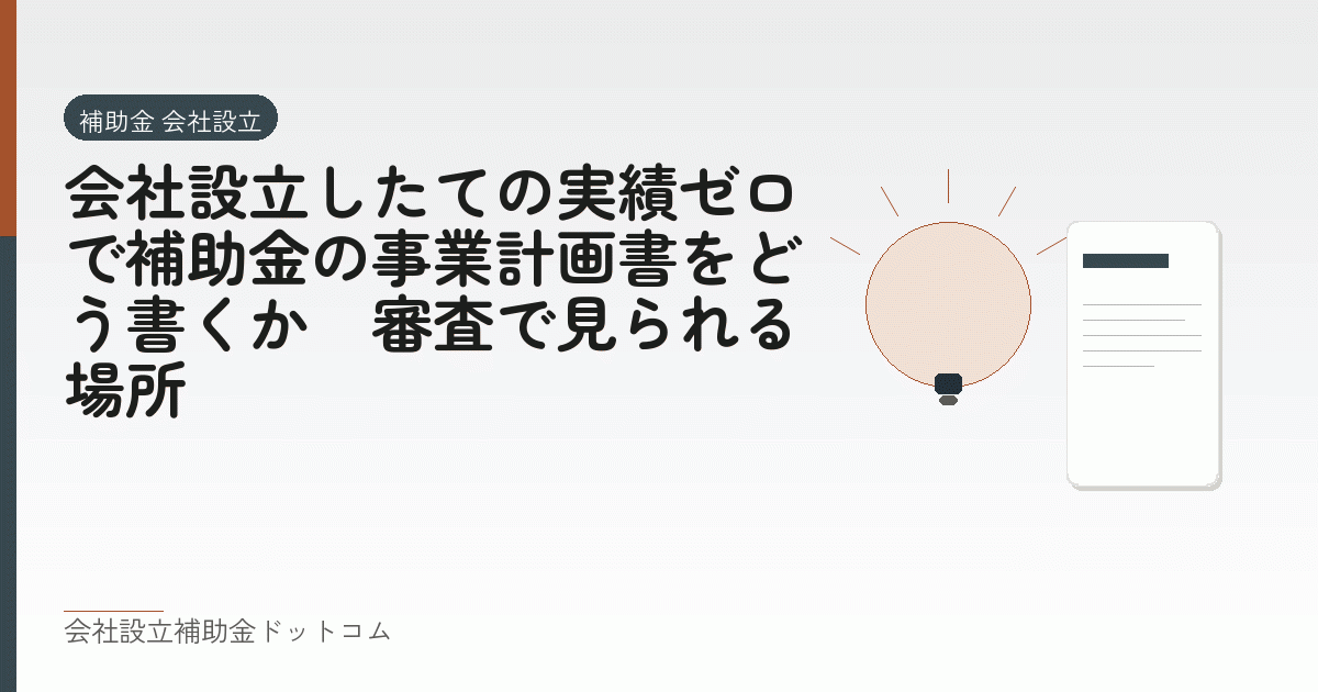 会社設立したての実績ゼロで補助金の事業計画書をどう書くか｜審査で見られる場所｜会社設立の補助金と支援の解説