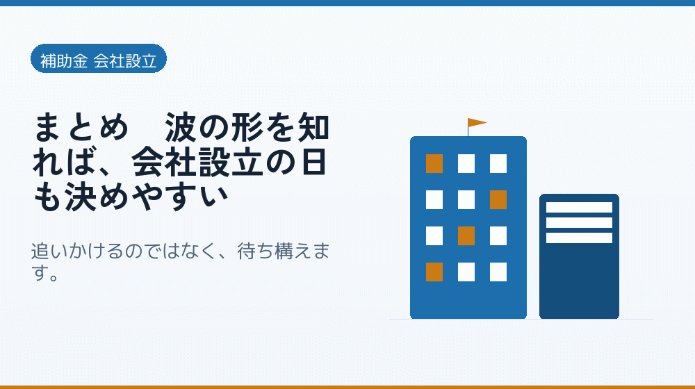 まとめ｜波の形を知れば、会社設立の日も決めやすい｜会社設立の補助金と支援