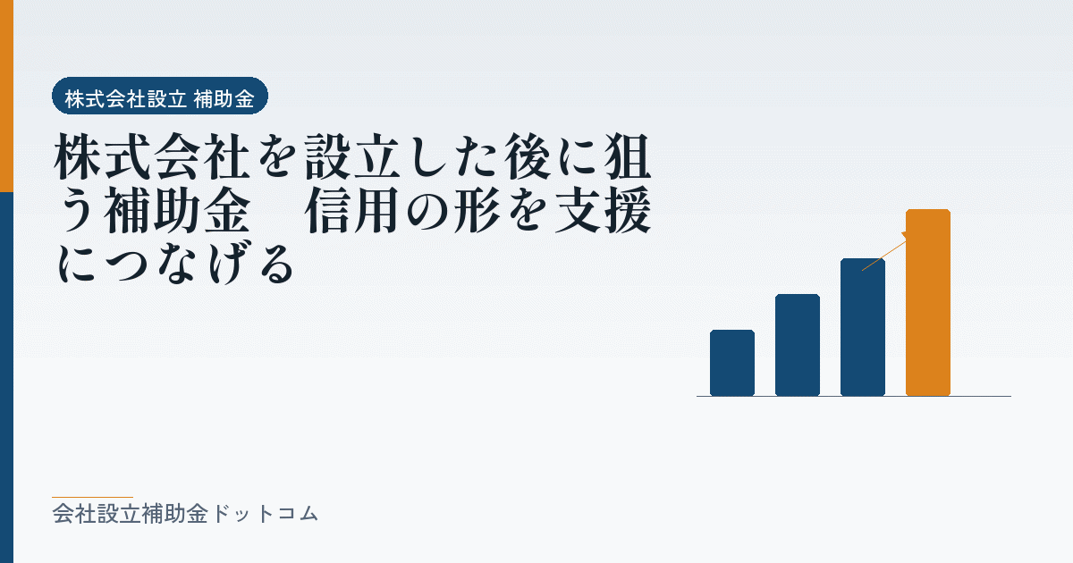 株式会社を設立した後に狙う補助金｜信用の形を支援につなげる｜会社設立の補助金と支援の解説