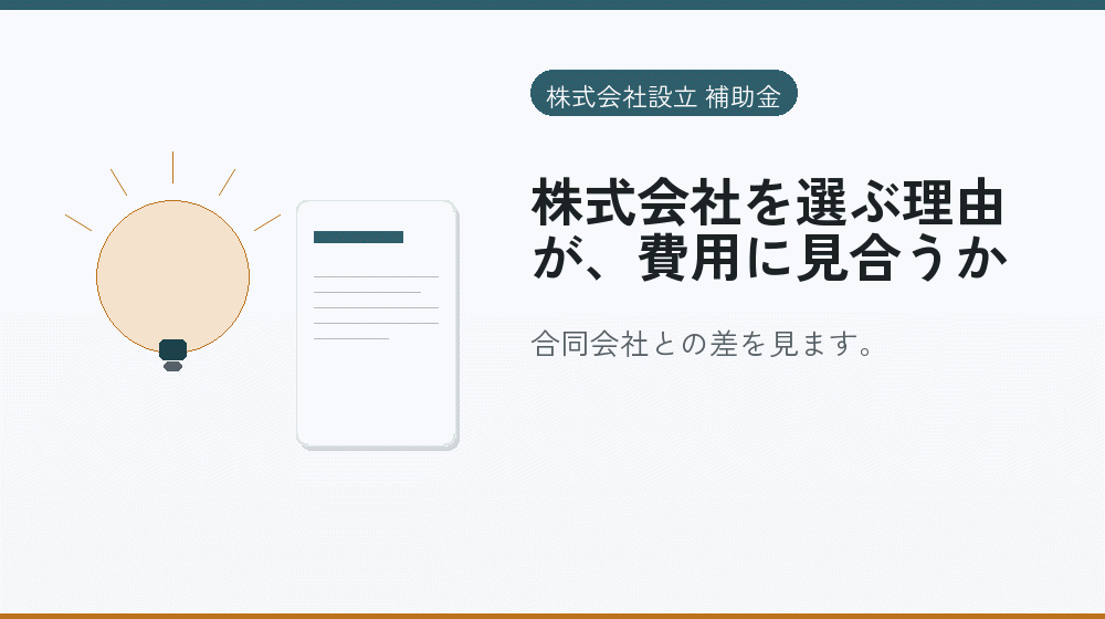 株式会社を選ぶ理由が、費用に見合うか|会社設立の補助金と支援
