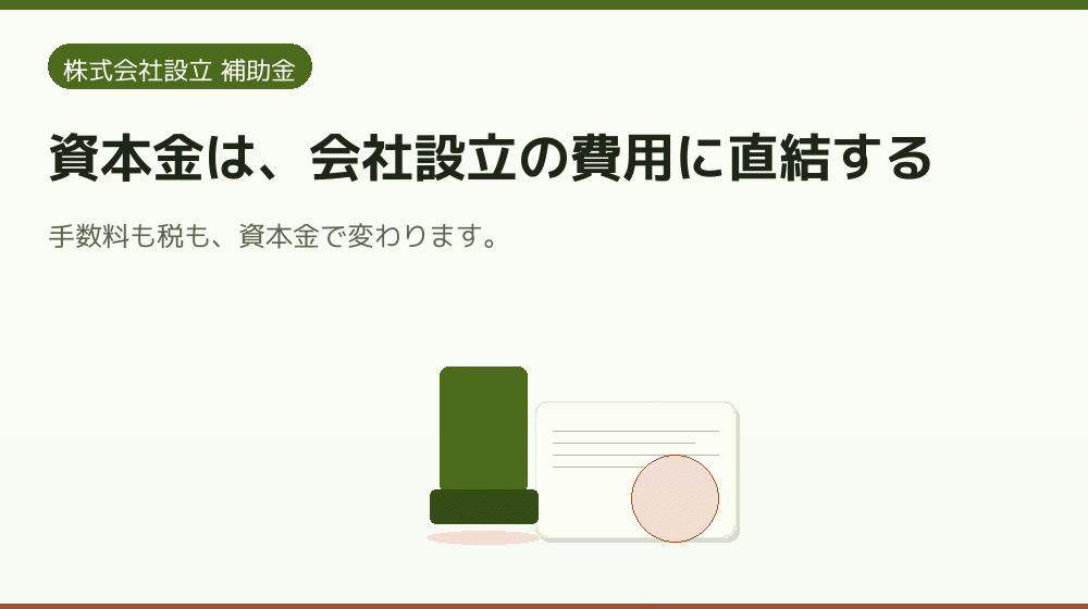 資本金は、会社設立の費用に直結する｜会社設立の補助金と支援