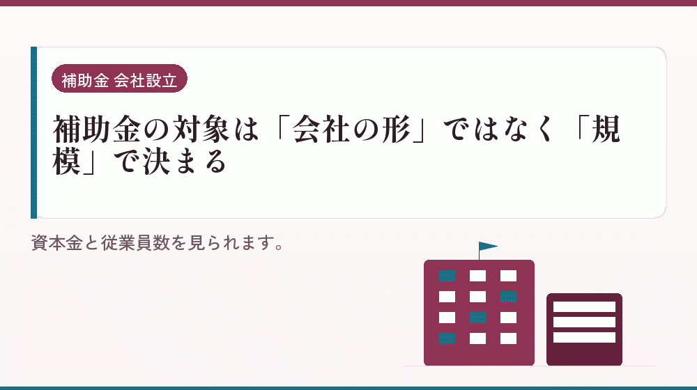 補助金の対象は「会社の形」ではなく「規模」で決まる｜会社設立の補助金と支援