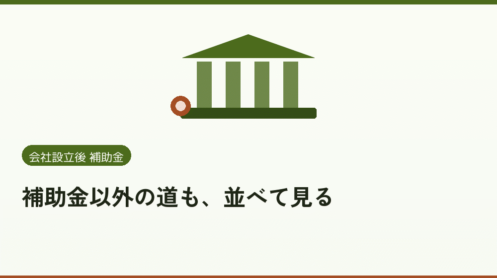補助金以外の道も、並べて見る｜会社設立の補助金と支援