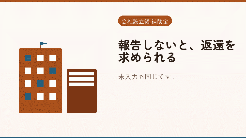 報告しないと、返還を求められる｜会社設立の補助金と支援