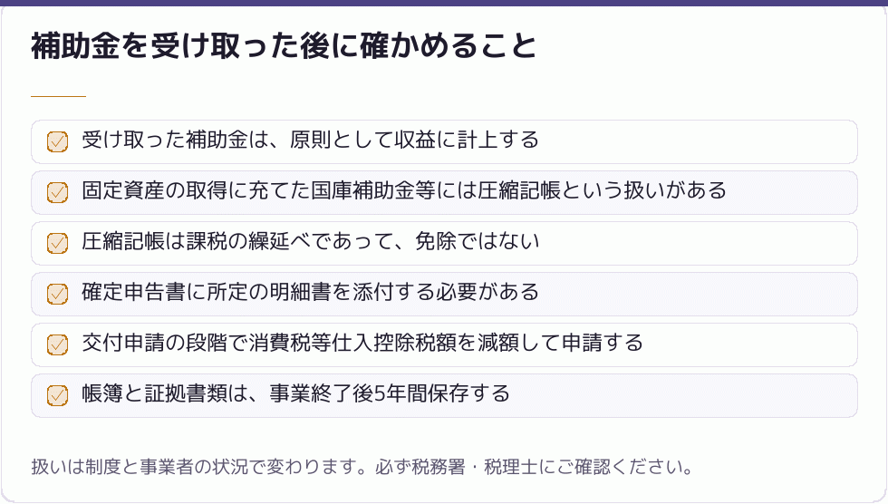 補助金を受け取った後に確かめること