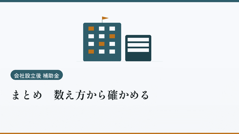 まとめ｜数え方から確かめる｜会社設立の補助金と支援