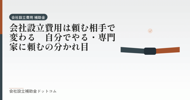 会社設立費用は頼む相手で変わる｜自分でやる・専門家に頼むの分かれ目｜会社設立の補助金と支援の解説