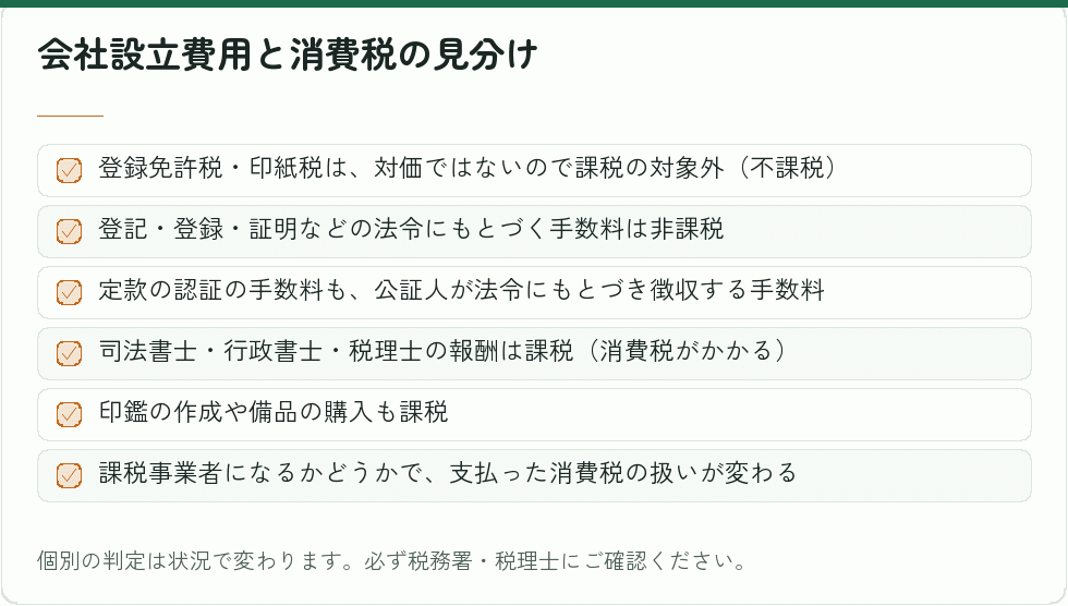会社設立費用と消費税の見分け