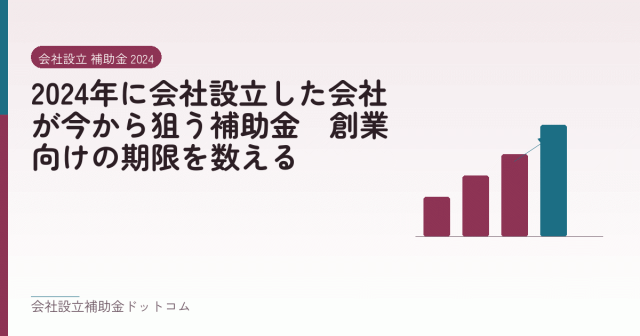 2024年に会社設立した会社が今から狙う補助金|創業向けの期限を数える|会社設立の補助金と支援の解説