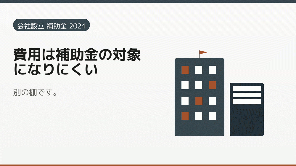 費用は補助金の対象になりにくい|会社設立の補助金と支援