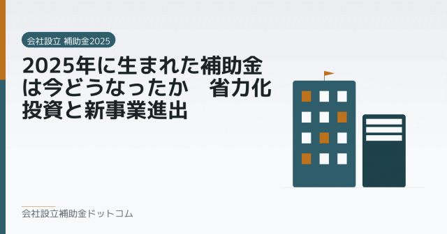 2025年に生まれた補助金は今どうなったか|省力化投資と新事業進出|会社設立の補助金と支援の解説