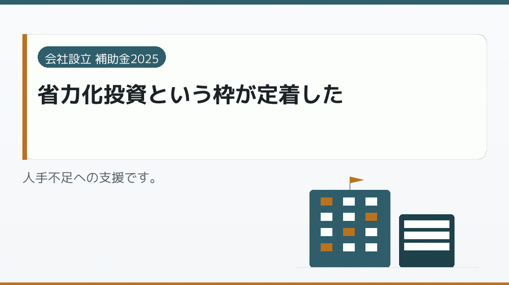 省力化投資という枠が定着した｜会社設立の補助金と支援