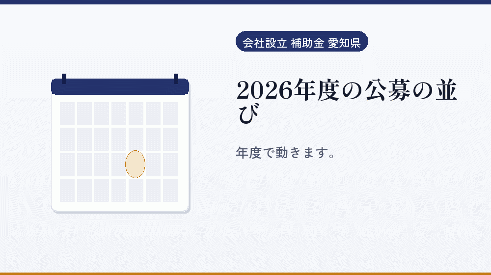 2026年度の公募の並び|会社設立の補助金と支援