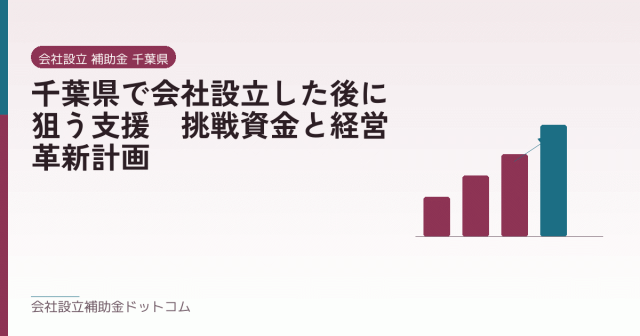 千葉県で会社設立した後に狙う支援｜挑戦資金と経営革新計画｜会社設立の補助金と支援の解説