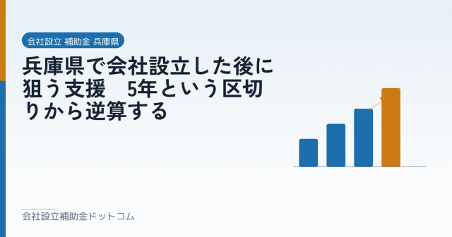 兵庫県で会社設立した後に狙う支援｜5年という区切りから逆算する｜会社設立の補助金と支援の解説