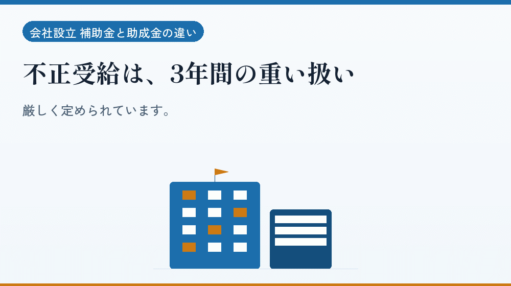 不正受給は、3年間の重い扱い|会社設立の補助金と支援