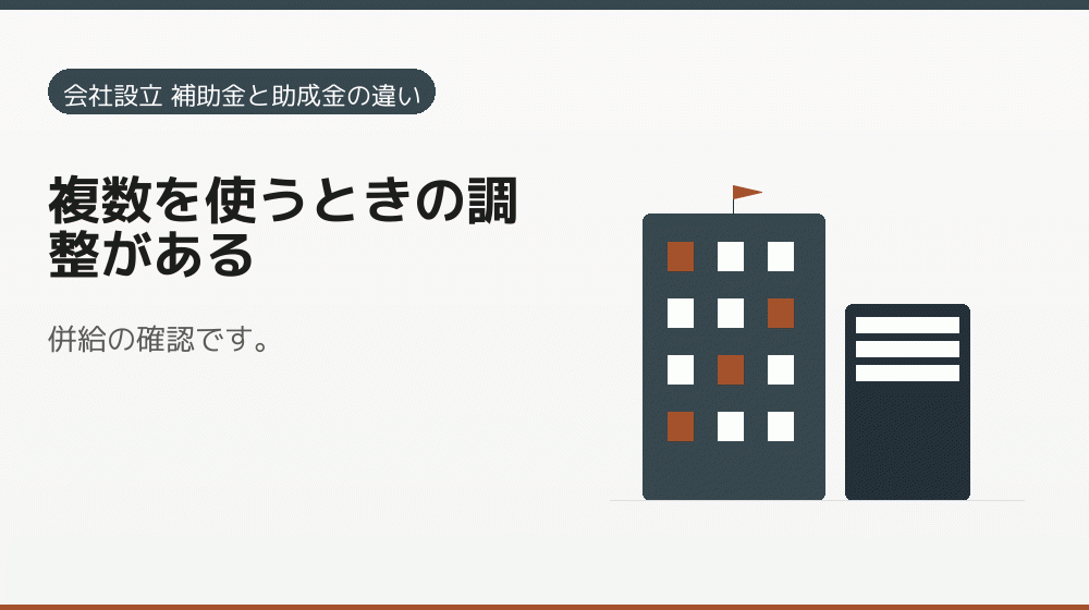 複数を使うときの調整がある|会社設立の補助金と支援