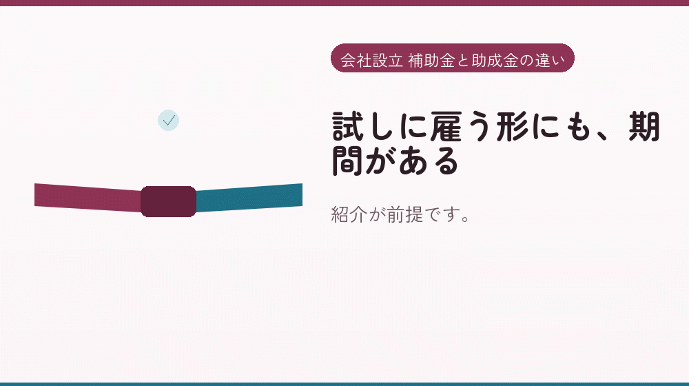 試しに雇う形にも、期間がある|会社設立の補助金と支援