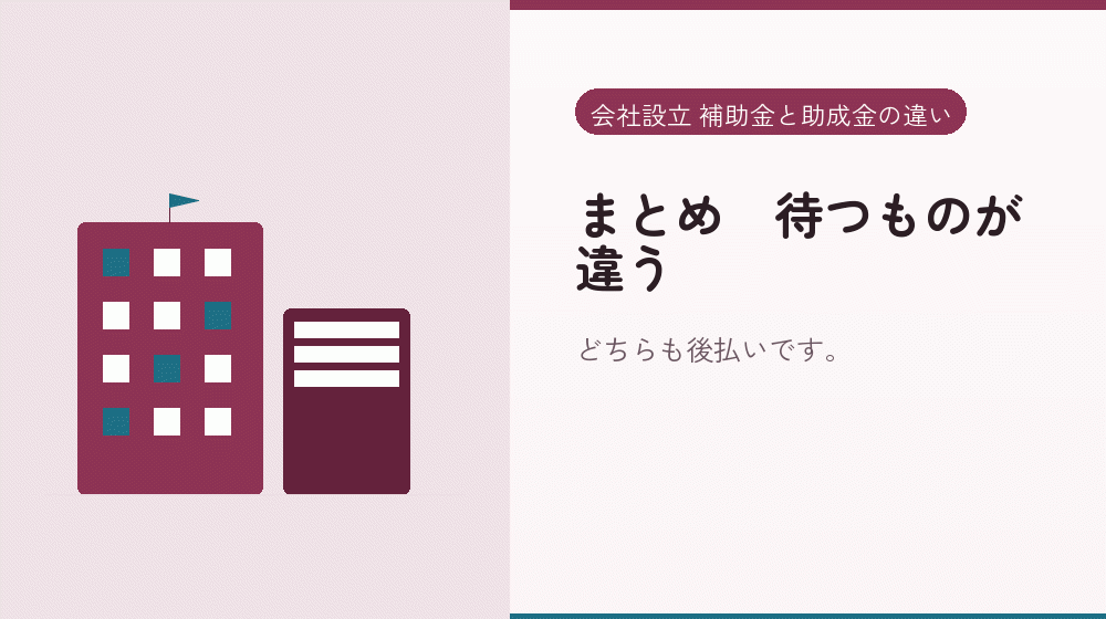 まとめ|待つものが違う|会社設立の補助金と支援