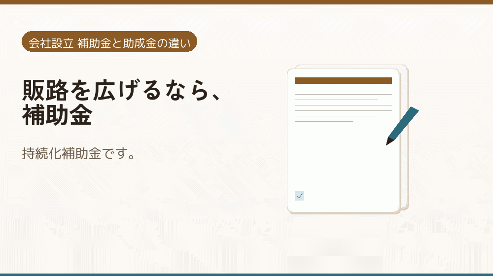 販路を広げるなら、補助金|会社設立の補助金と支援