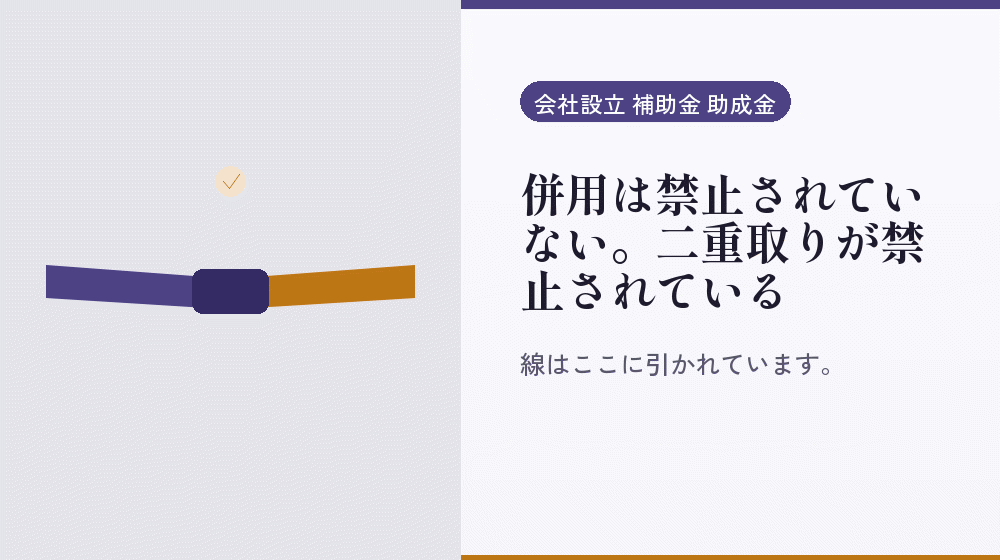 併用は禁止されていない。二重取りが禁止されている｜会社設立の補助金と支援