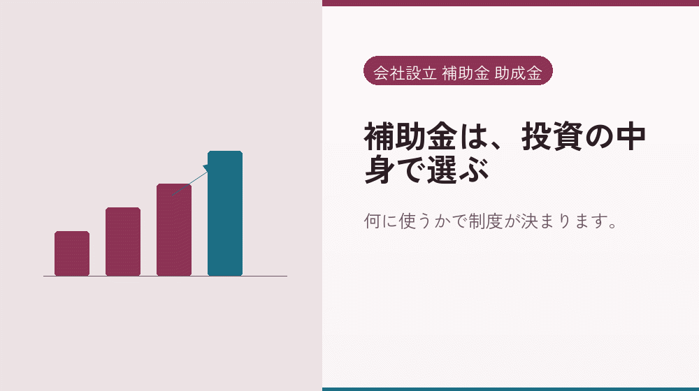 補助金は、投資の中身で選ぶ｜会社設立の補助金と支援