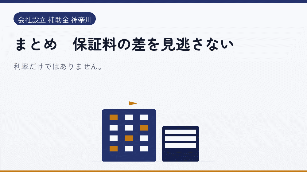 まとめ｜保証料の差を見逃さない｜会社設立の補助金と支援