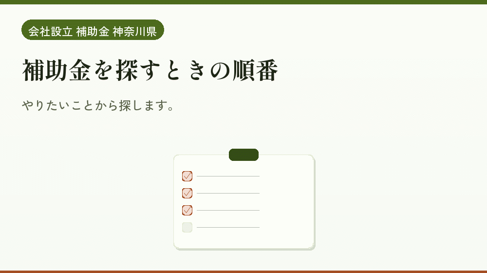 補助金を探すときの順番｜会社設立の補助金と支援
