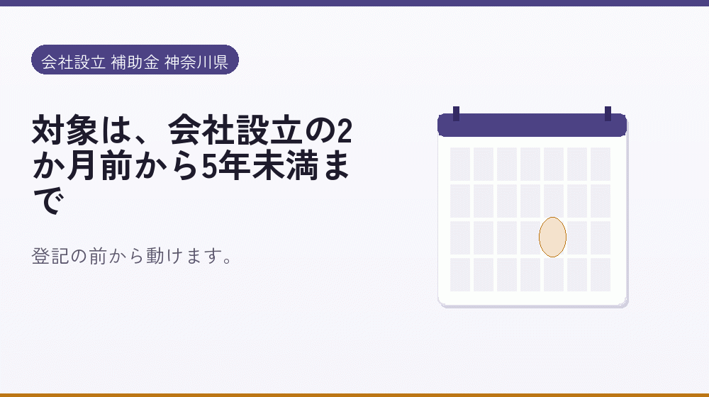 対象は、会社設立の2か月前から5年未満まで｜会社設立の補助金と支援