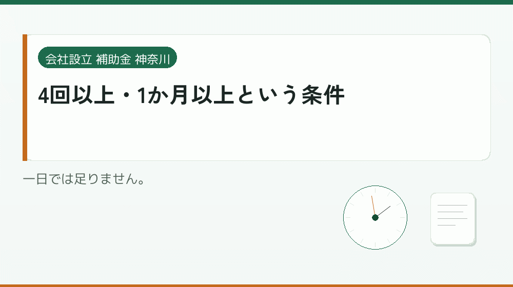 4回以上・1か月以上という条件|会社設立の補助金と支援