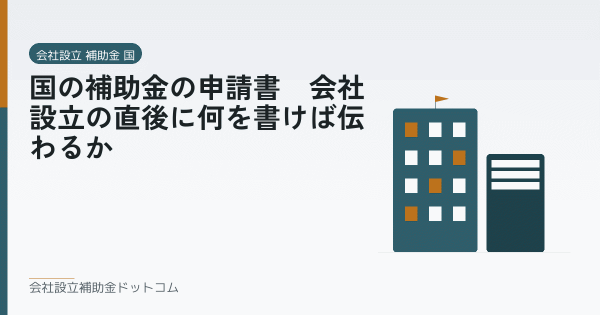 国の補助金の申請書｜会社設立の直後に何を書けば伝わるか｜会社設立の補助金と支援の解説