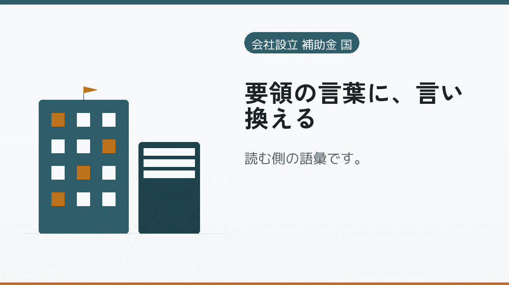 要領の言葉に、言い換える｜会社設立の補助金と支援