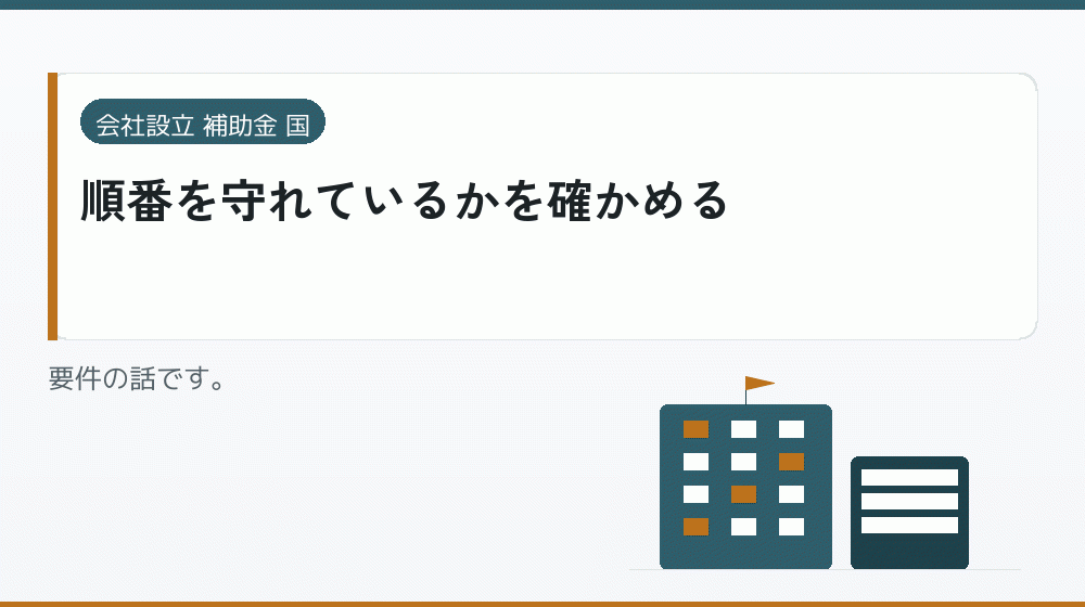 順番を守れているかを確かめる｜会社設立の補助金と支援