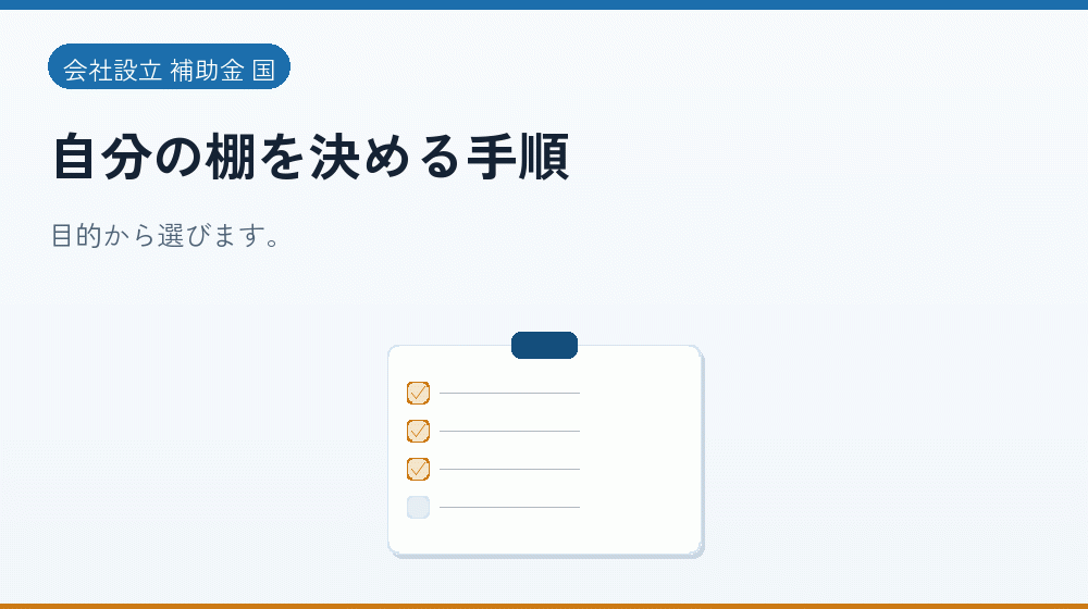 自分の棚を決める手順｜会社設立の補助金と支援