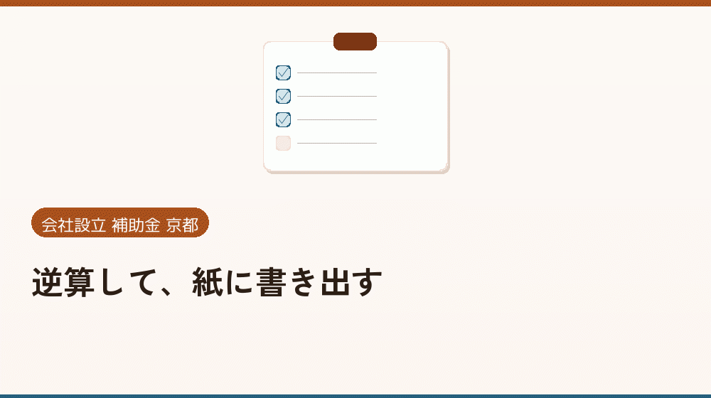 逆算して、紙に書き出す|会社設立の補助金と支援