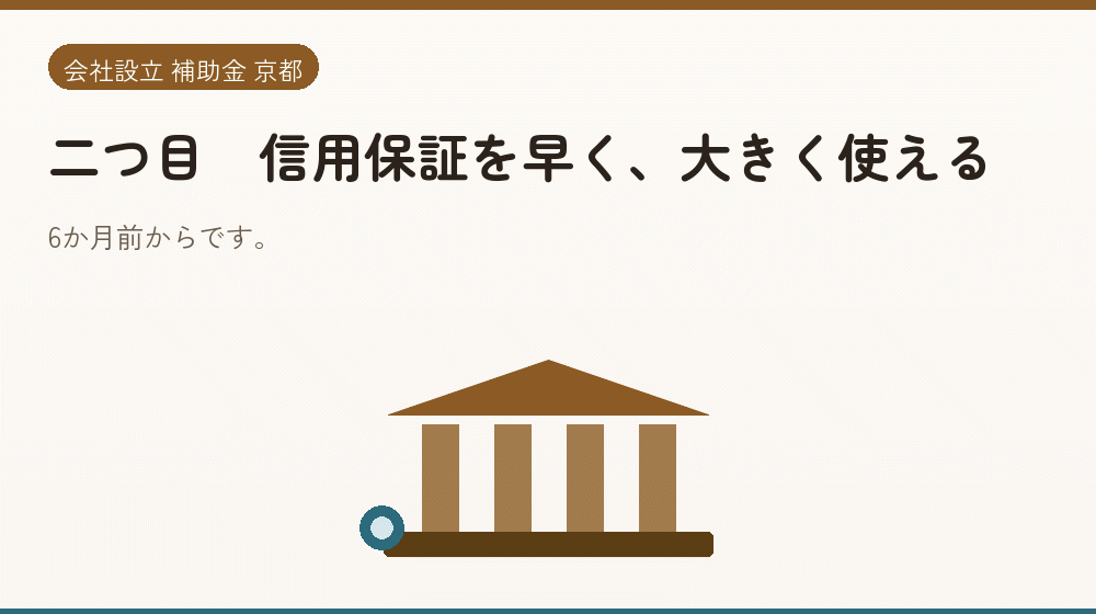 二つ目|信用保証を早く、大きく使える|会社設立の補助金と支援